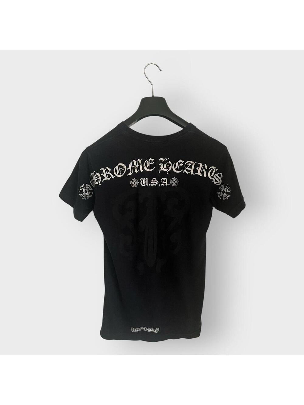 RARE! 2010s Chrome Hearts Shoulder Scripts Dagger Tee (S)